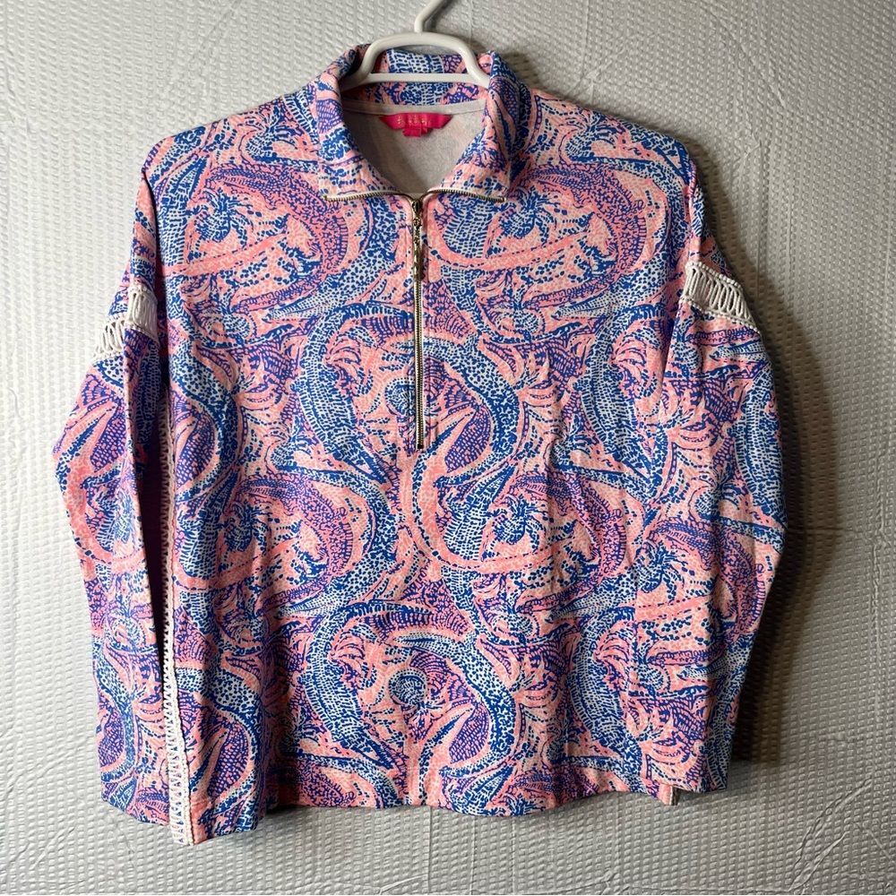 Lilly Pulitzer 1/2 Zip Pink/Blue Pullover Size S